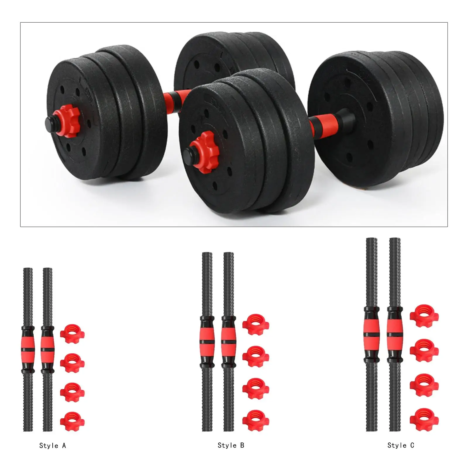 2x Dumbbell Weights Set with 4 Nuts Barbell Bar for Strength Training 2x Dumbbell Weights Set with 4 Nuts Barbell Bar for Strength Training
