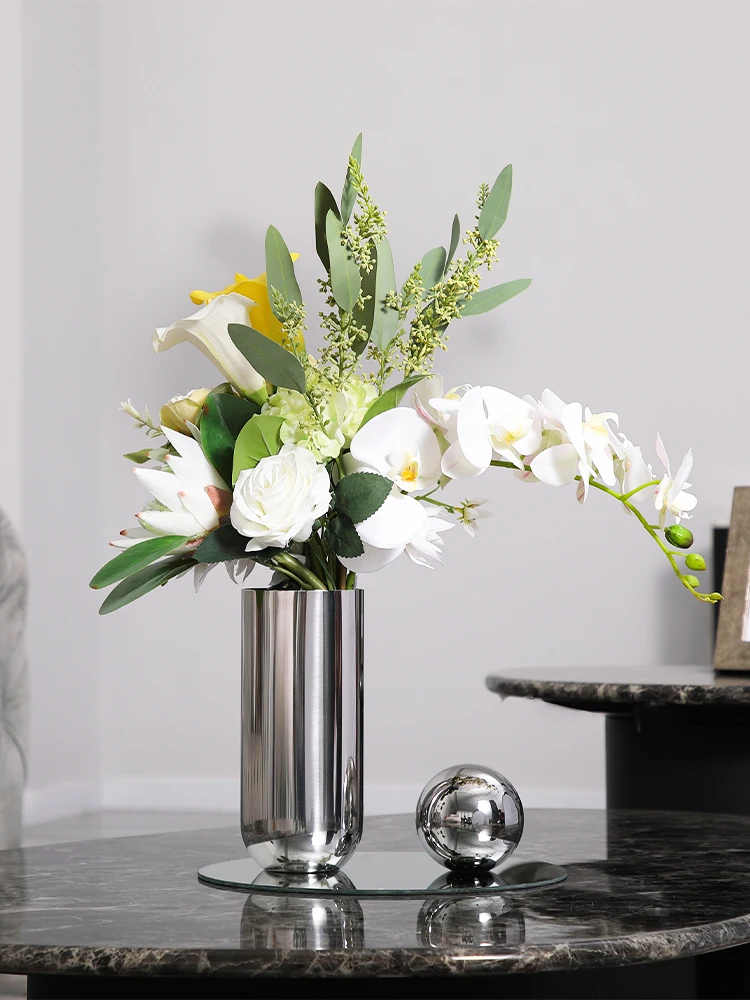 Nordic Modern Sliver Vase Metal Stainless Steel Dried Flowers Luxury Stand for Flowers Home Design Living Room Decoration Gift 2