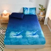 White Bed Sheet with Elastic Band Marbling Printed Single/Queen/King Size Fitted Bed Sheets for Double Beds All-around Bed Cover 5