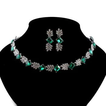 Elegant Geometric Big Crystal Bridal Jewelry Sets for Women Rhinestone Wedding Necklace Earrings Sets Luxury Quality Jewellery 1