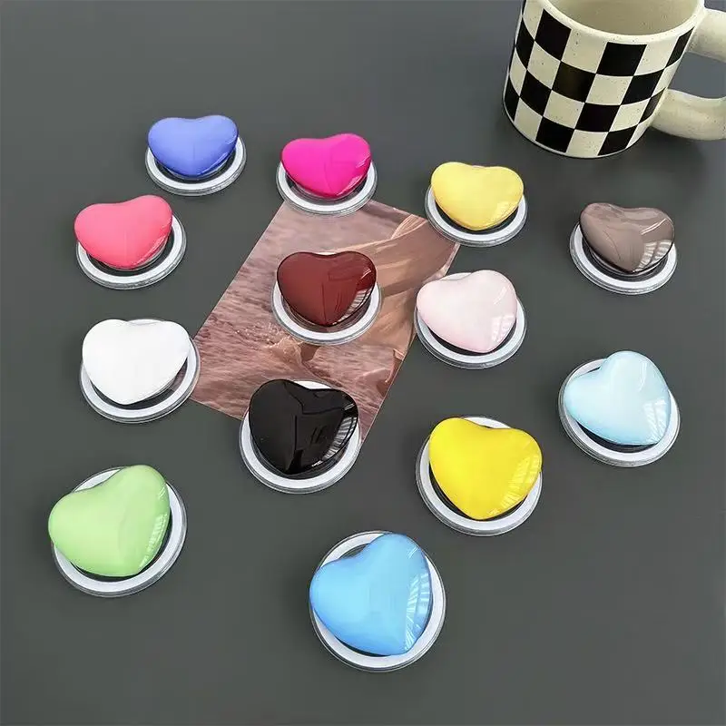 Solid Color Heart Pop Socket Phone Grip & Expandable Kickstand