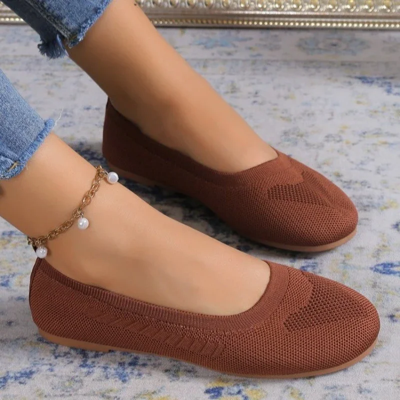 2025 Women Flats Solid Color Black Flats for Women Slip On Shallow Comfort Foldable Flats for Women Brown Flat Heel Shoes 3
