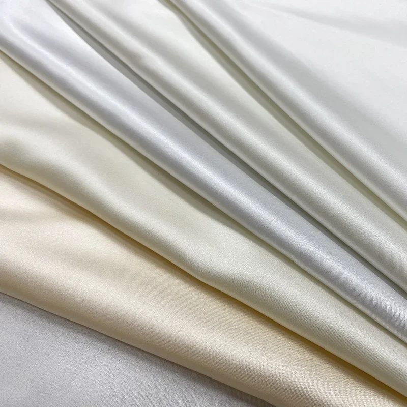 New Thick Satin Clothing Dress Wedding Fabric Designer Fabric By The Meter White Beige Champagne