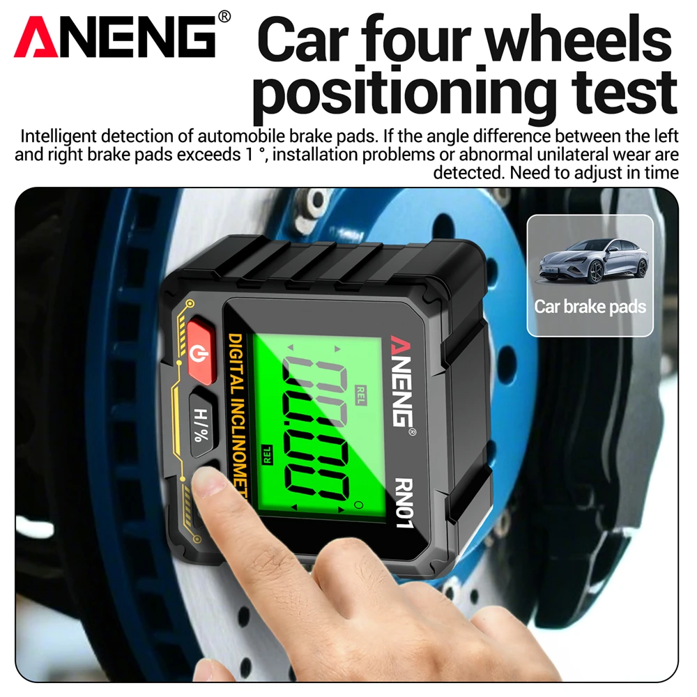 ANENG RN01 스마트 디지털 각도계 전자 레벨 도구 ? 360 ° 경사/각도/경사각 측정기 백라이트 각도기