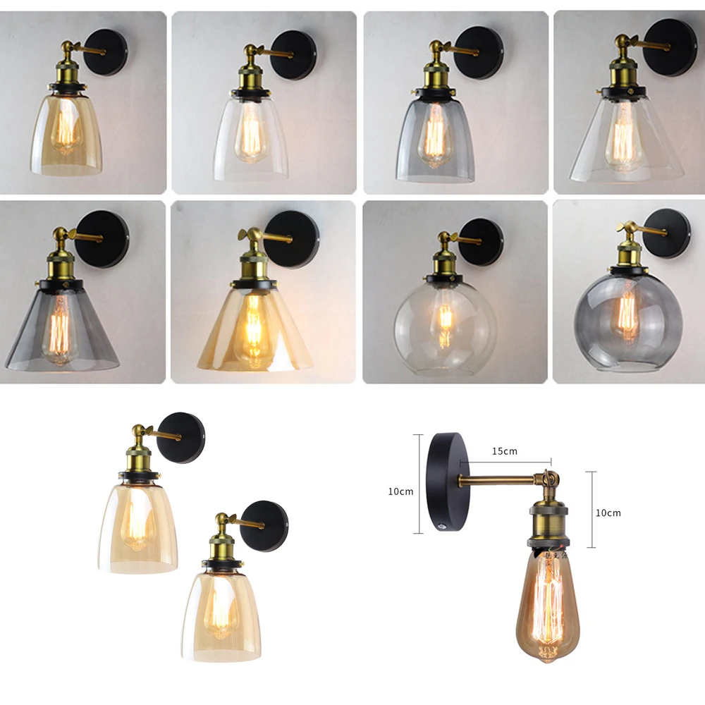 GZMJ LED Coffee Bar Loft Vintage Hang Lamp Wall Light Glass Rope Industrial Smoky Grey Kitchen Garden