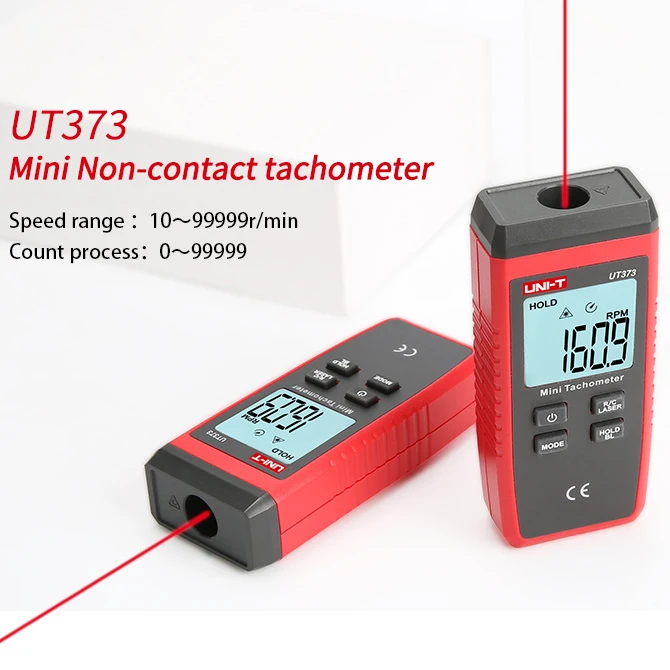 Tachometer Meter UNI-T UT373 Digital Speed Tachometer RPM Laser Non-contact 99999 Counts Mini Backlight