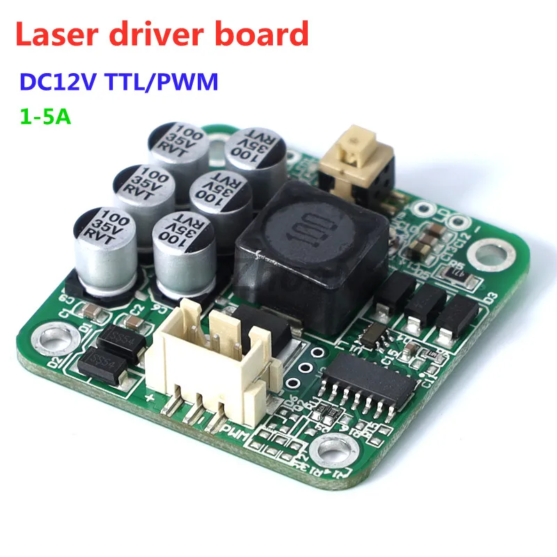 

Laser Diode LD Driver Board with TTL/PWM Modulation Current 1A - 5A 12V Voltage Current Adjustable 405nm 445nm 450nm Universal
