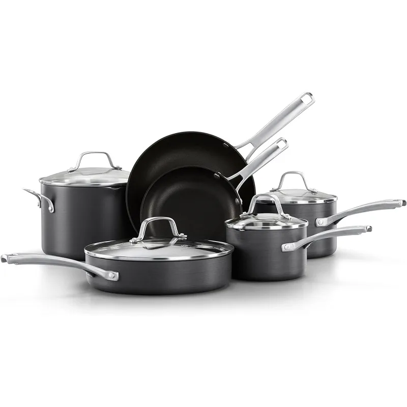 

Calphalon Classic Hard-Anodized Nonstick Cookware, 10-Piece Pots and Pans Set