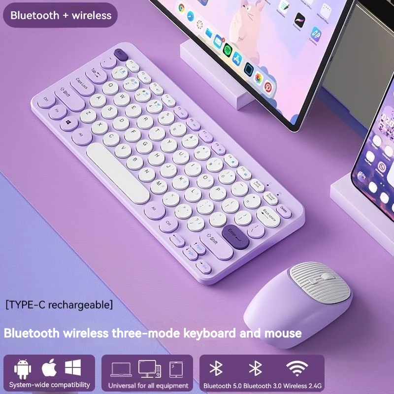 

2.4G Usb Wireless Keyboard and Mouse Combo Rechargeable Bluetooth Keyboard and Mouse Set for Laptop for Ipad Cell Phone Tablet