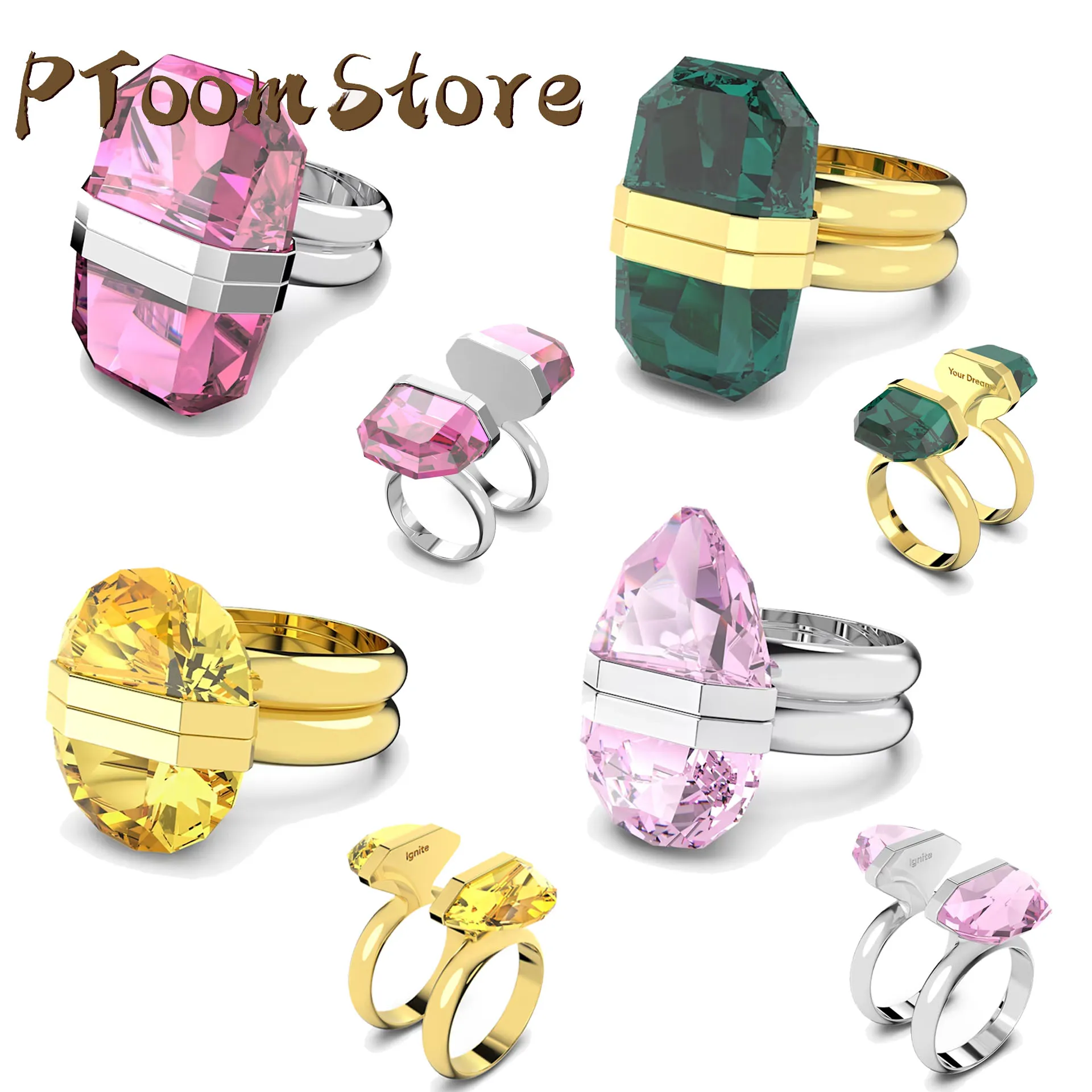 

Оригинальные кольца Lucent 2024 Y2K, свадебные ювелирные изделия, роскошный бренд, циркониевые кольца с огранкой в виде подушки, романтический подарок с логотипом