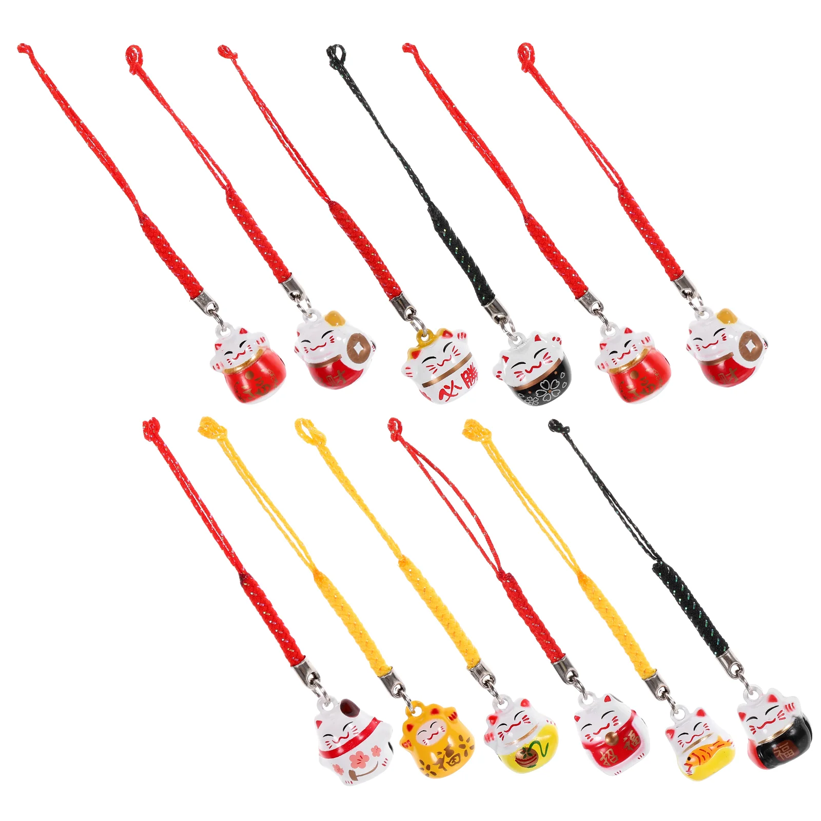 

12 Pcs Pendant Phones Hanging Bells The Keychain Ornaments Cat Decor for Round Accessories Silky Woman Luck Pendants