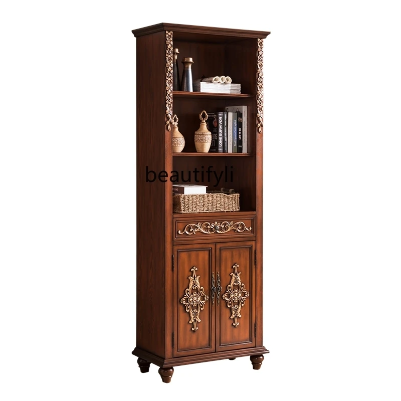 

Solid Wood European-Style Dining Side Clothes Closet Painted Hallway High Storage Bookcase Wine Cabinet Living Room