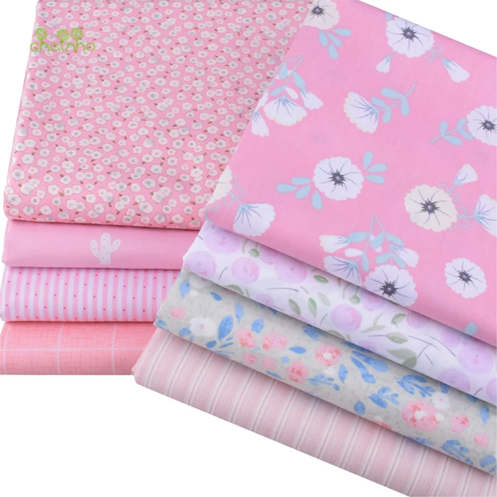 Chainho,Printed Twill Weave Cotton Fabric,DIY Sewing Quilting Material,Patchwork Cloth,8 Designs Floral Series,2 Sizes,15C324