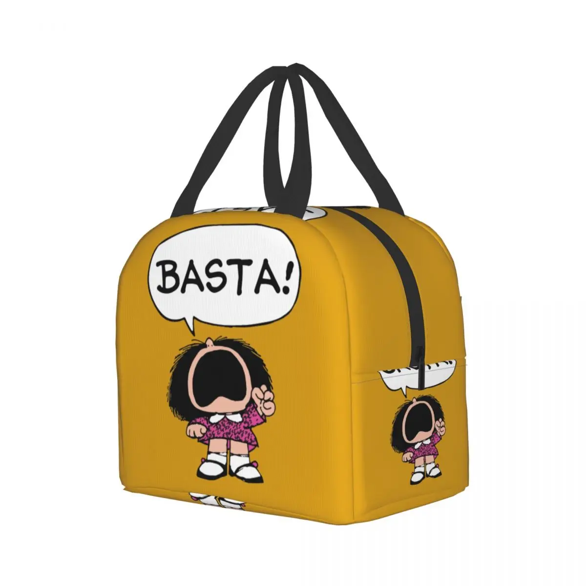 Mafalda Basta Thermal Insulated Lunch Bag Quino Manga Portable Lunch Box Tote for Women Kids Camping Travel Food Storage Bag