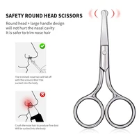 1Pcs Nose Hair Scissors Nail Cuticle Round Tip Eyebrows Scissors Safe Stainless Steel Nose Hair Remover Trimming Makeup Tool 2