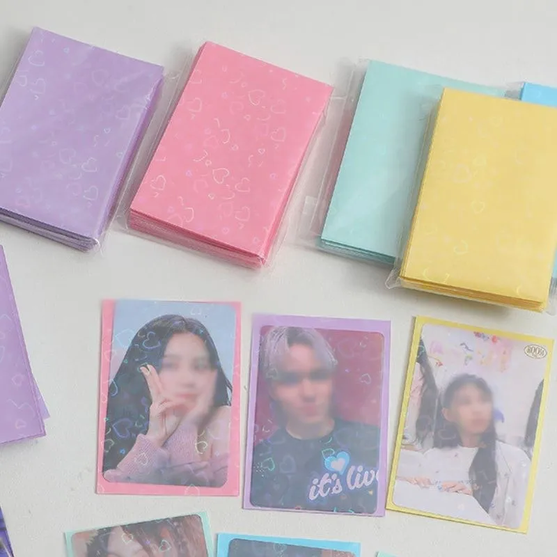 20Pcs/Pack InsCard Sleeves Glittery Love Heart InsToploader Card Photocard Sleeves Idol Photo Cards Protective Storage Case 2