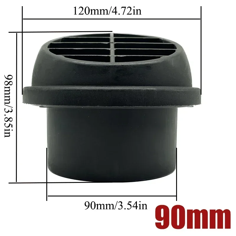 Car Heater Accessories 2X 42mm/60mm/75mm/90mm Warm Heater Parking Heater Air Vent Car Ducting Duct Air Outlet Black For Webasto Truck Auto Parts