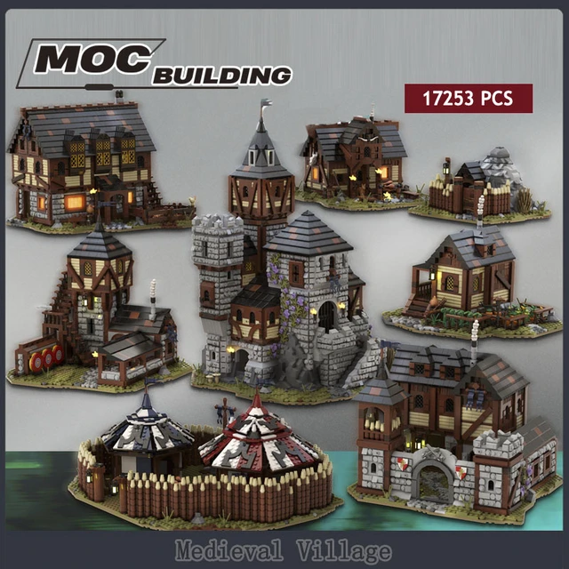 Moc conjunto de bloco de montagem de placas medieval, estilo retrô, urbana,  pub, montar, arquitetura, casa, brinquedo de jogo para crianças - AliExpress