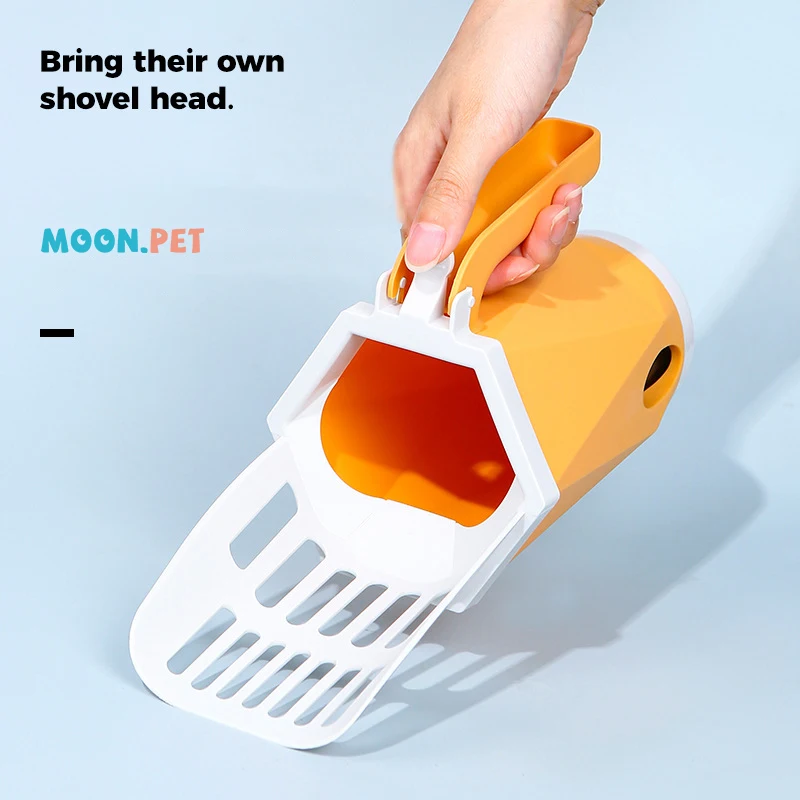 Cat Cleaning Shovel Integrated Color Blocking Cat Litter Shovel Comes With A Garbage Bag To Store And Feces Pet Supplies