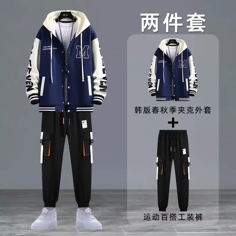 남성용 투피스 세트, 일본 패션, 조깅 세트, 캐주얼 남성 의류, 스트리트웨어, 후드 운동복, 2021 봄, 가을