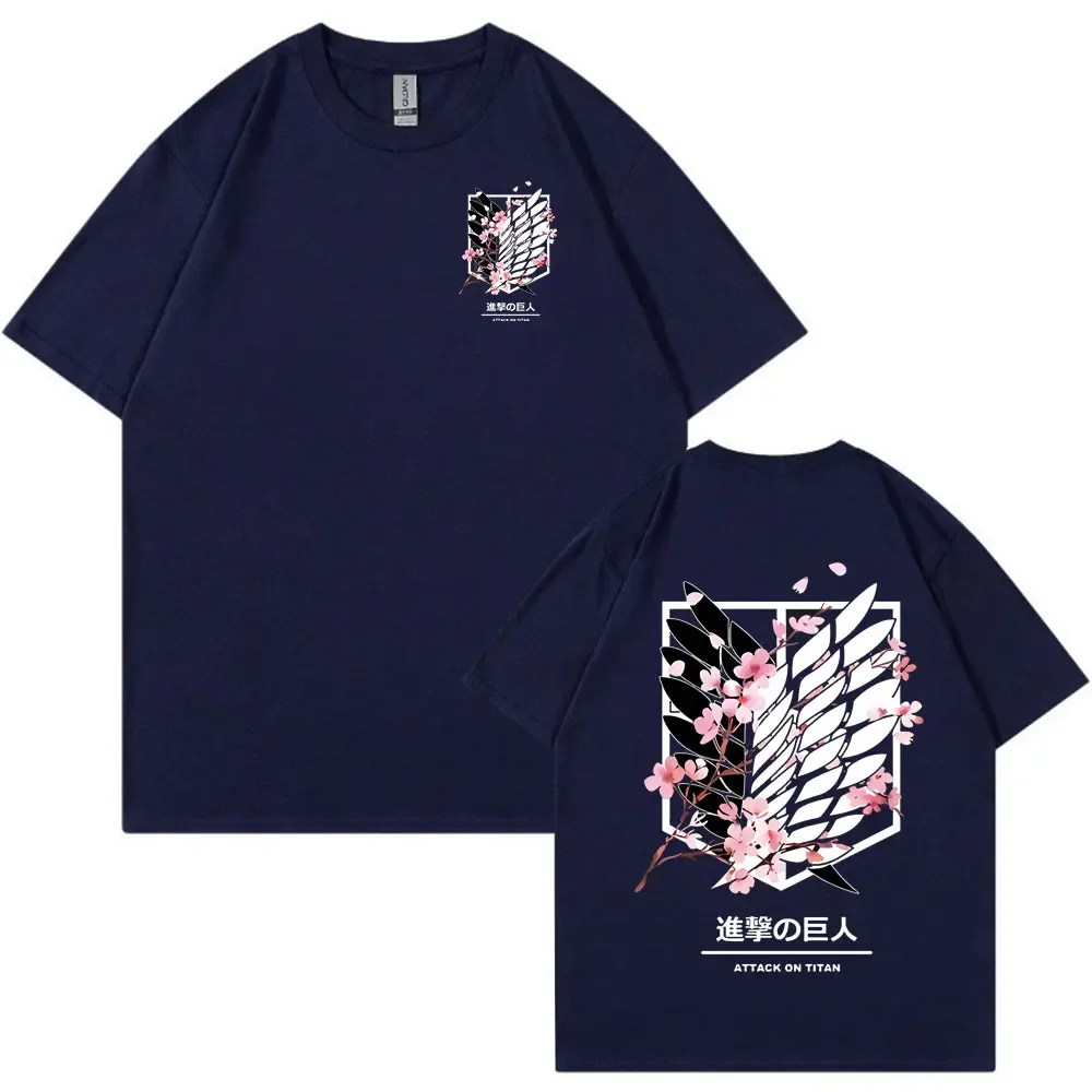 Anime Attack on Titan T-Shirt Ackerman Mikasa Eren Jaeger Cherry Blossom Graphics Tees 2