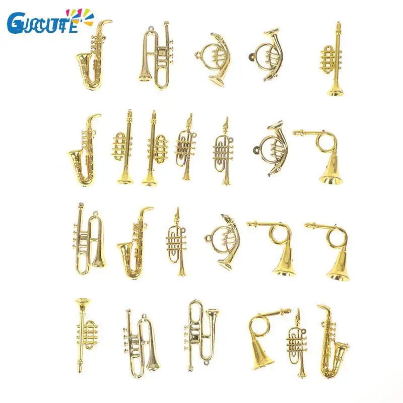 24pcs  Dollhouse Accessories Miniature Musical Instrument Trumpet Furniture For Doll House 1/12