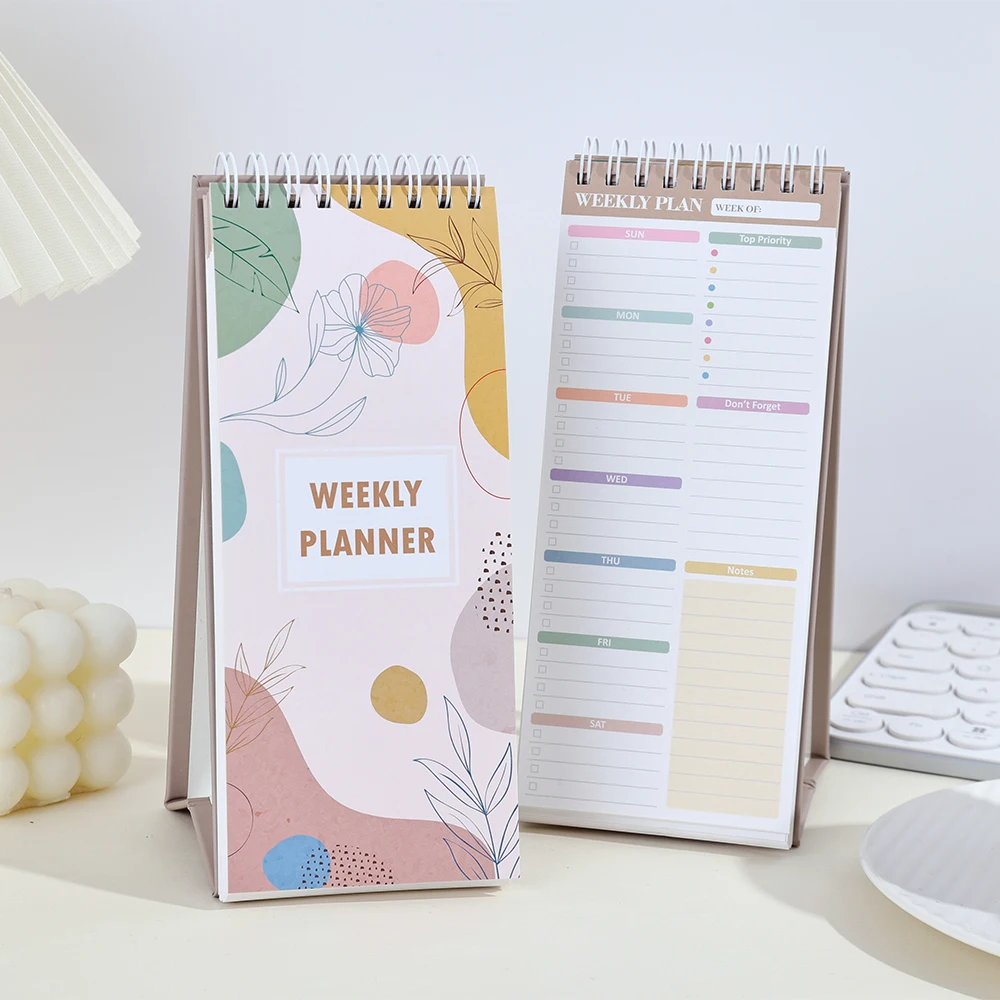 Undated Vertical Weekly Planner with Priority Notes Sections for Effective Time Management