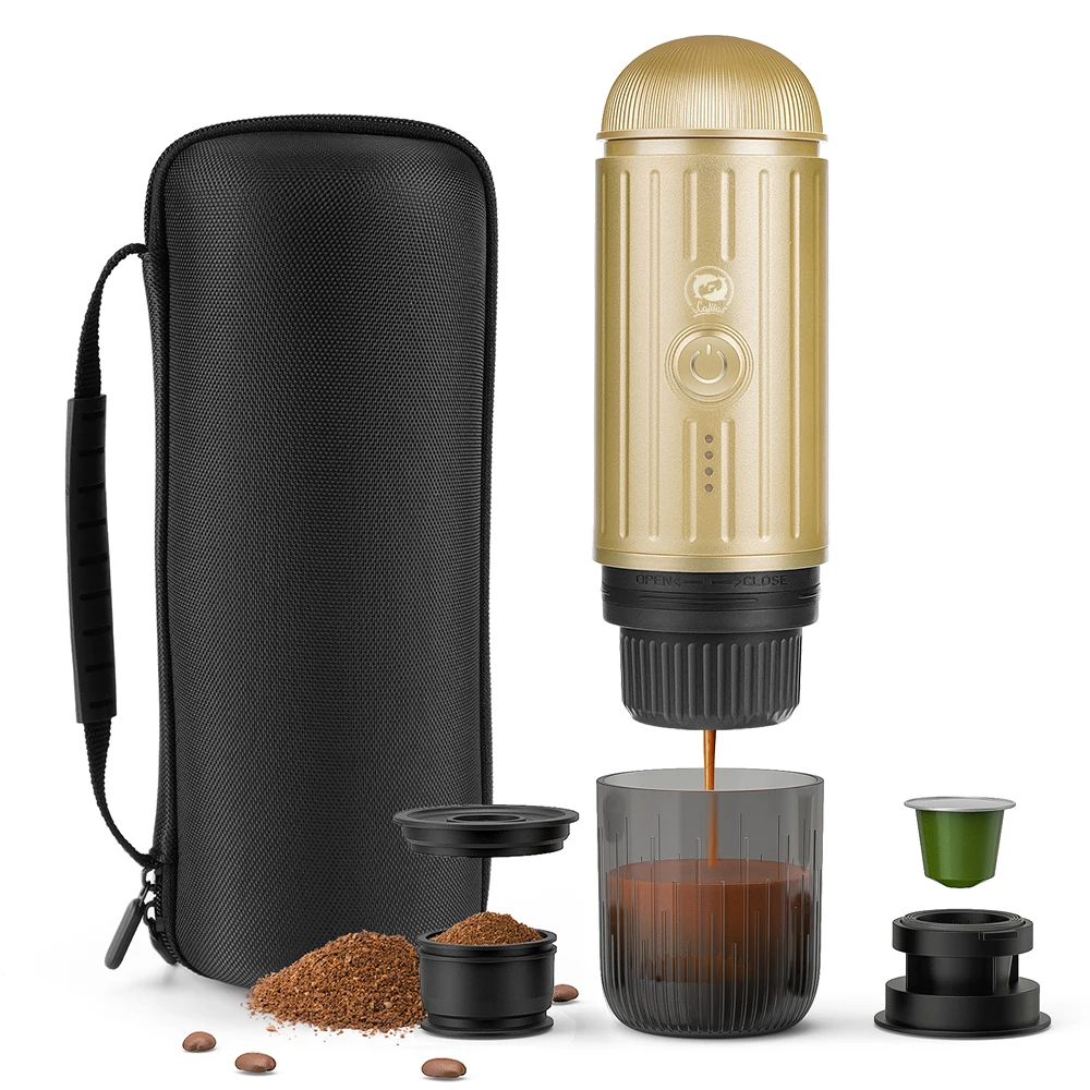 2in1 Portable Espresso Coffee Maker Machine Automatic Italian for Car & Home Compatible with Nexpresso Pod Capsule Coffee Powder
