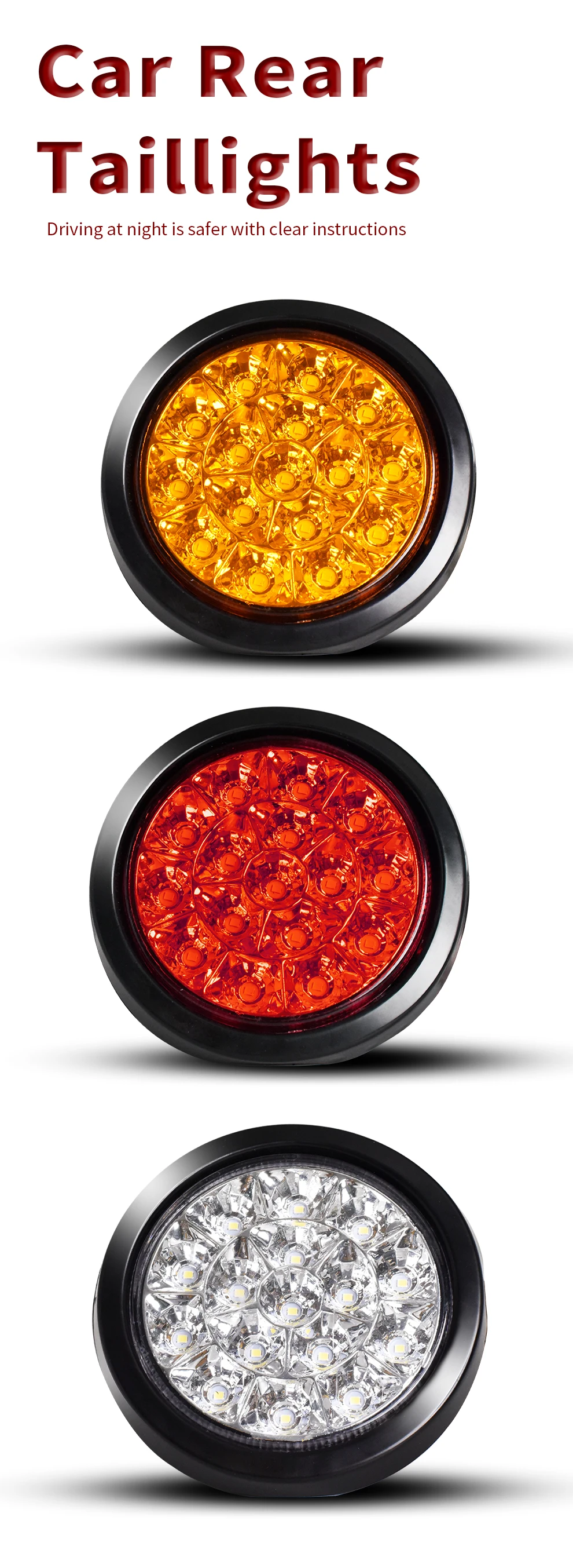 12 V 24 V Leistungsstarke Rot/Gelb/Weiß 16 LED Rücklicht Lichter Lkw Pickup Trailor Blinker Bremse reverse Parkplatz Fahren Lampe – Detail 1