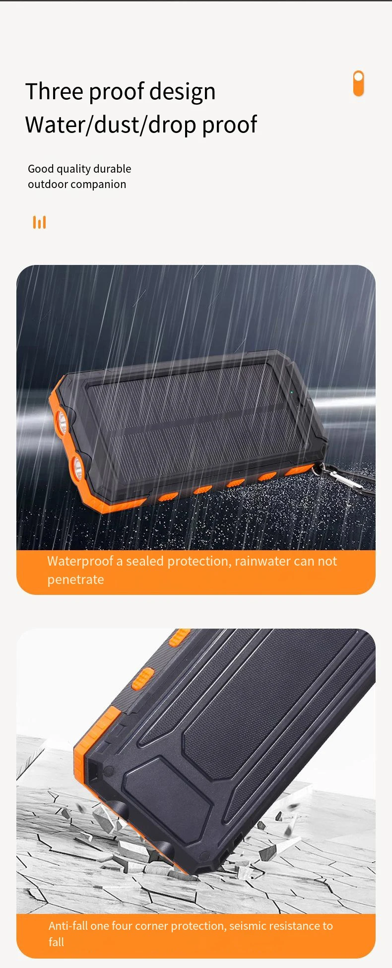 1PC Solar Charger Power Bank 20000mAh Portable External Battery Pack 5V Fast ChargingSuper Bright Flashlight Panel Charging
