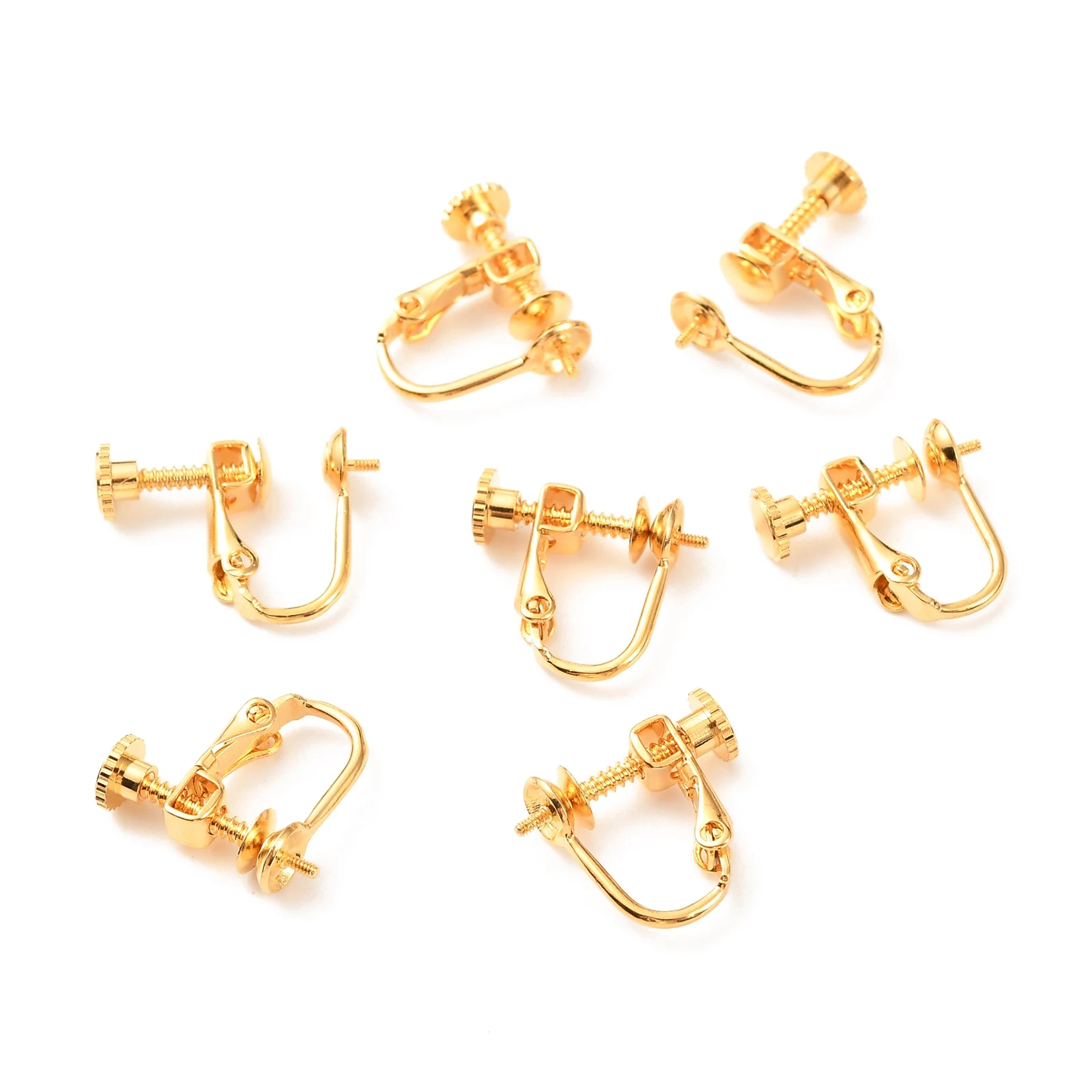 

Kissitty 4Pcs/Lot Brass Gold Color Screw Style Clip-on Earring Findings DIY Handmade Clip Jewelry Making Findings