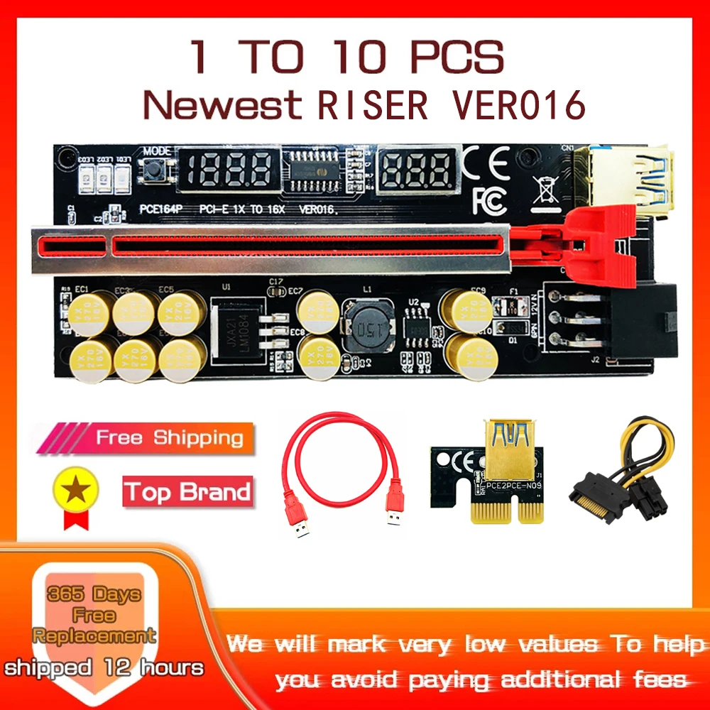 pces mais novo pcie riser riser pci express tensão de temperatura rgb led usb riser de mineração para placa de vídeo