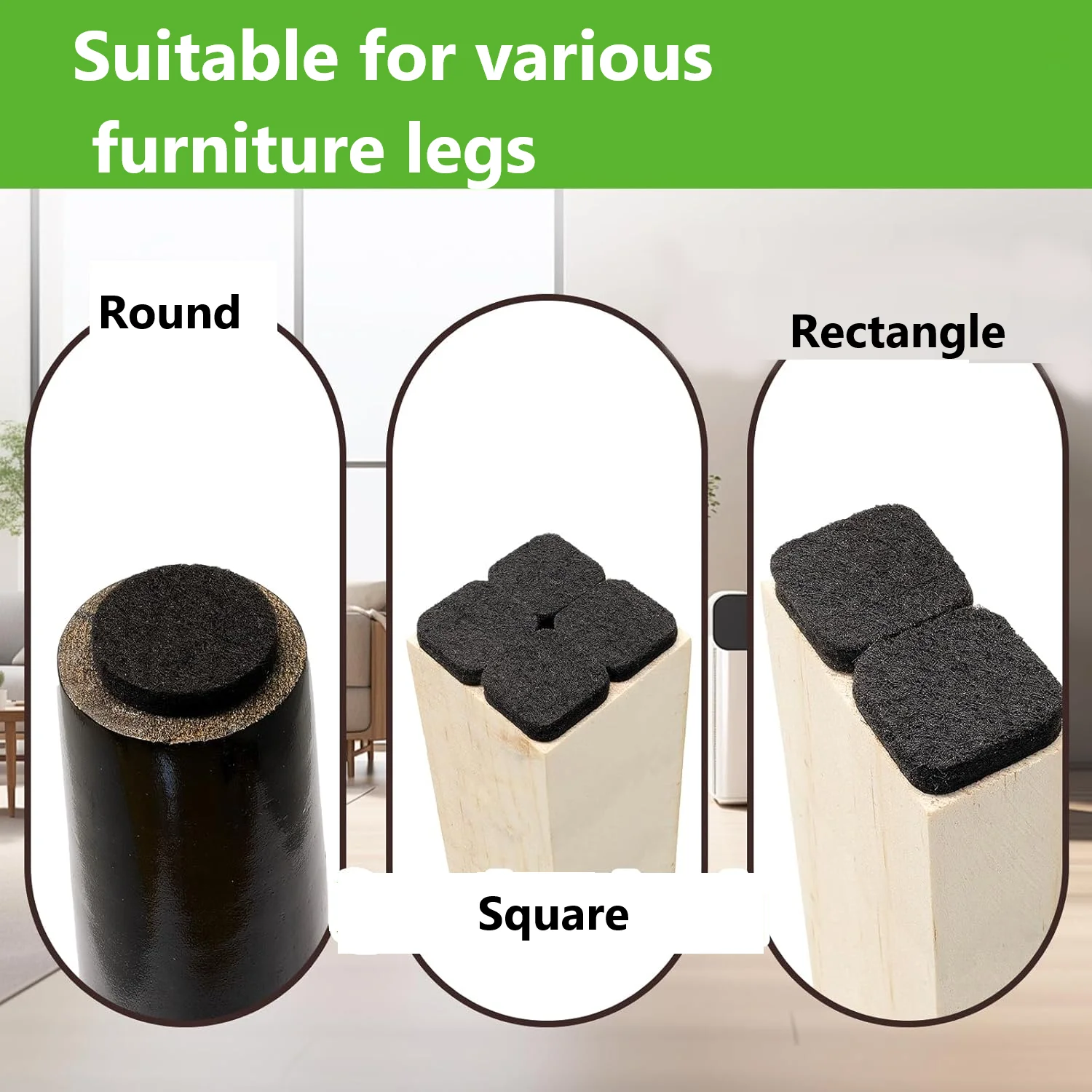 Premium Felt Chair Leg Pads - Self-Adhesive Floor Protectors