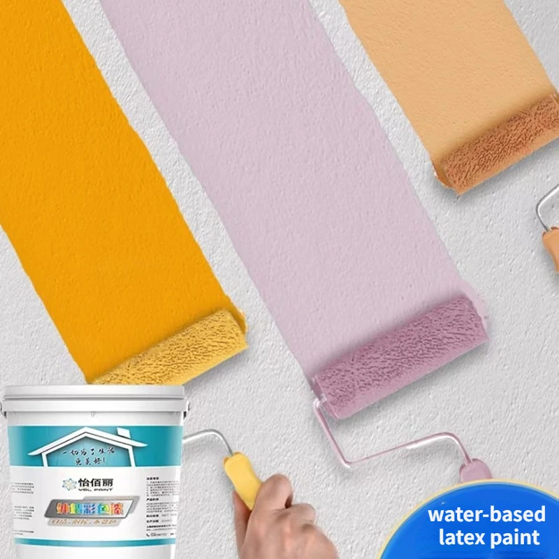 Colorful Exterior Wall Latex Paint Outdoor Waterproof Sunscreen Paint Household Wall Durable Self-brush Color Water-based