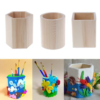 Organizzatore per ufficio fai-da-te scatola portaoggetti per penna in legno da tavolo portapenne per vaso portapenne contenitore per pennelli per trucco forniture per cancelleria per la scuola di casa