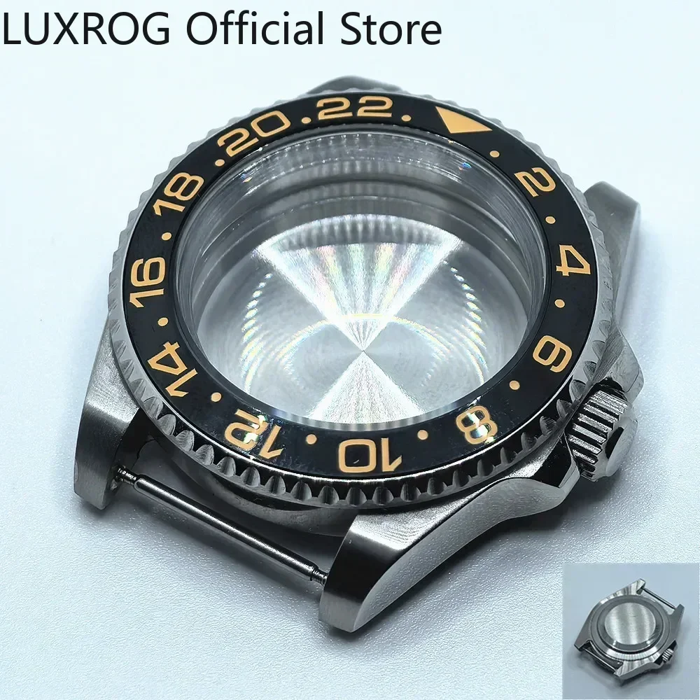 Stainless Steel 40MM Black Blue Ceramic Insert Watch Case