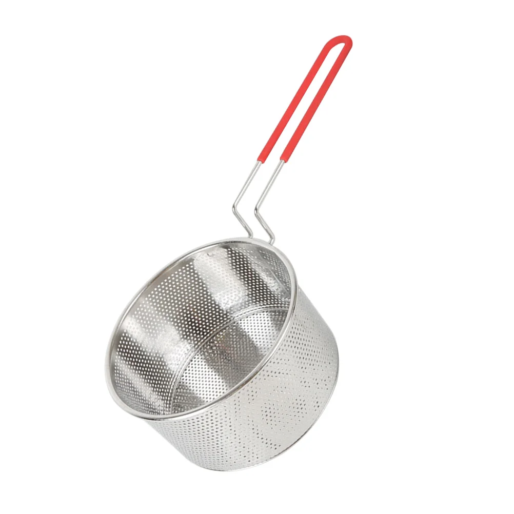 

Doitool Metal Strainer Deep Fry Basket Round Stainless Steel French Fry Basket Handle Chip Pan Basket Fryer Fries Strainer