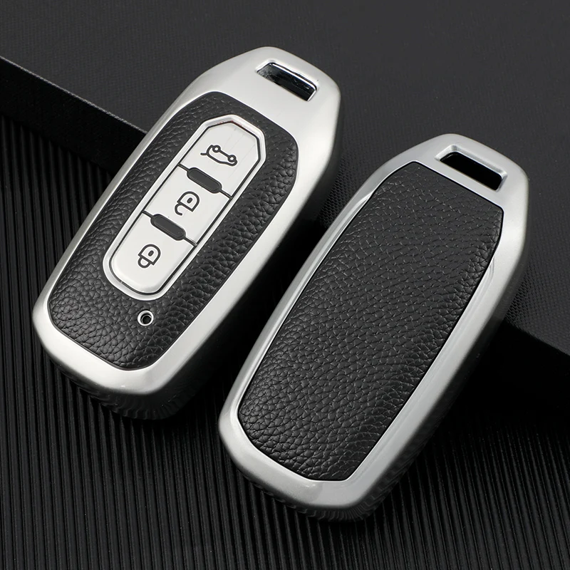 TPU Leather Car Smart Remote Key Cover Case For Ford Territory EV Bag Shell Holder Protector Key Chain Auto Accessories 2