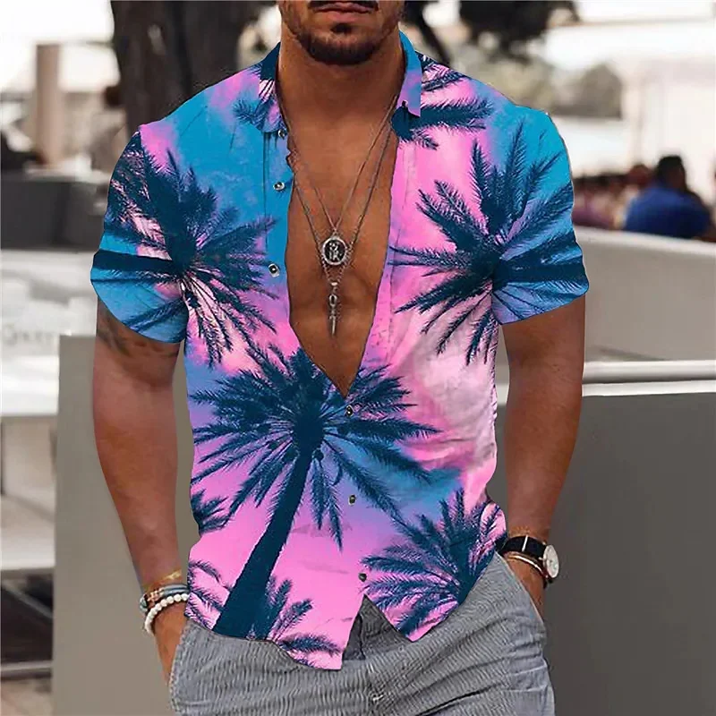  Hawaiian Shirts Leaf Slim Fit Funny Printed Men Shirt