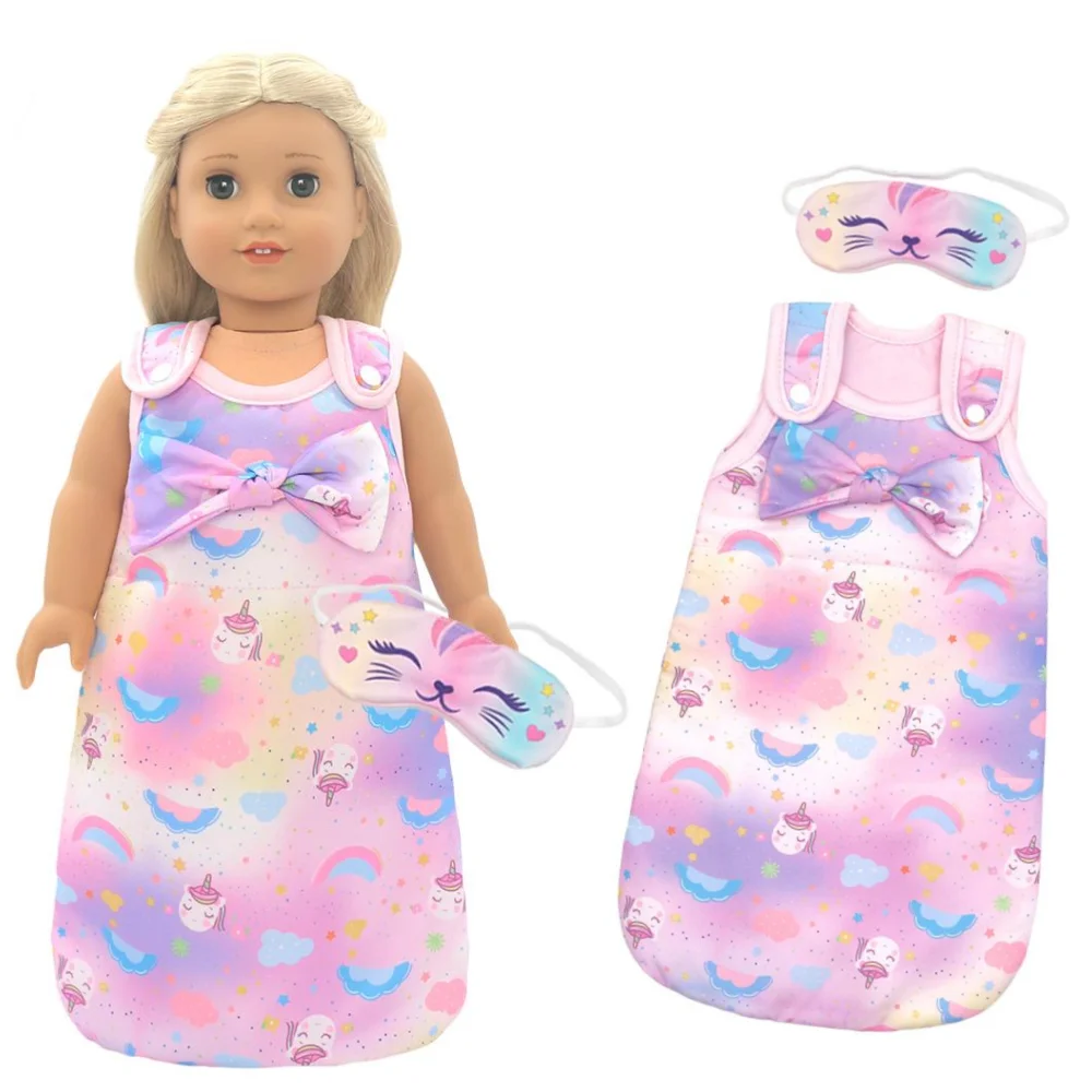 Sac de couchage pour poupée alpaga avec masque pour les yeux, ensemble adapté aux poupées de différentes tailles, accessoires de poupée de 10 à 18 pouces, 43cm pour nouveau-né - AliExpress