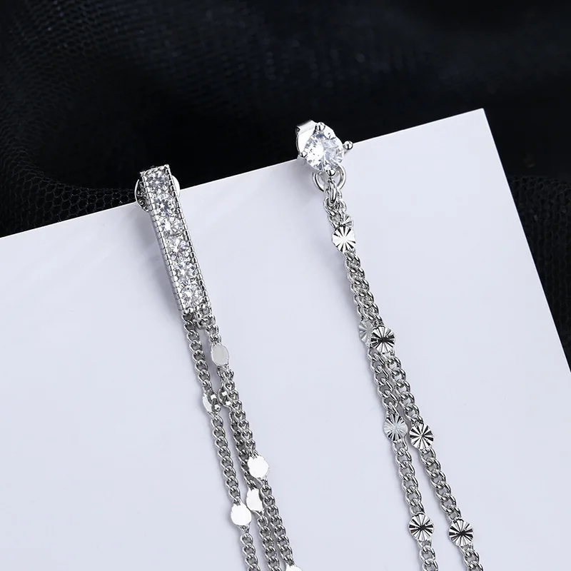 VOQ Silver Color Exaggerated Long Chain Tassel Asymmetric Earrings for Women Banquet Statement Earrings Fashion Jewelry - Image 2