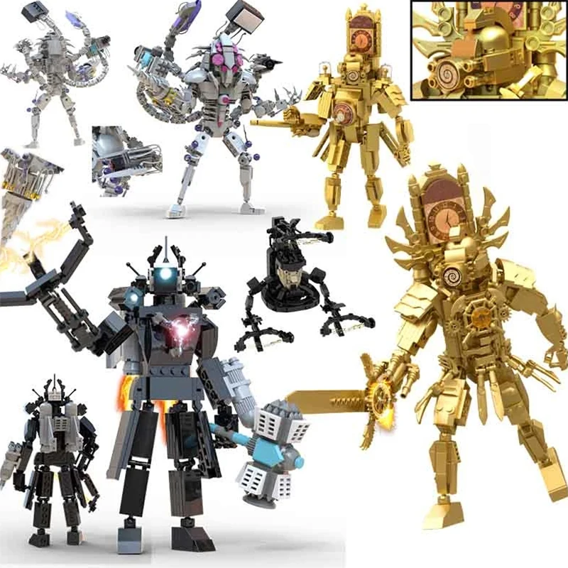 Moc Skibidi Toilet Builing Blocks Titan Clock Man 2.0 Camerman Speakerman Tvman Bricks Diy Moddel Toys For Kids Gift Giocattoli Pasquali