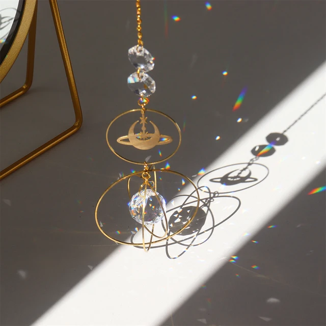 Crystal Light Collection Medál Kreatív Elegáns Szivárványos Dísz Kör Alakú Csillag Fém Ablak Terasz Dekoráció Családi Barátok Ajándékok