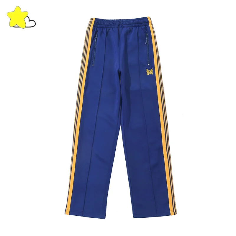 

Yellow Stripes Butterfly Embroidery Needles Sweatpants Men Women 1:1 Tags Loose Jogger Drawstring AWGE NEEDLES Track Pants