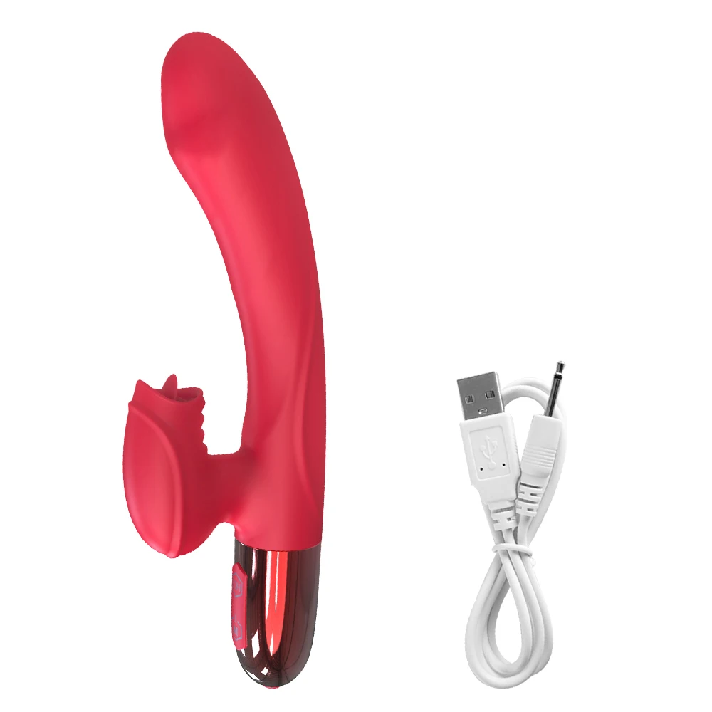 Leistungsstarker Vibrator für Frauen mit Zungenstimulation, Klitorisstimulator, G-Punkt-Dildo, Sexspielzeug für Erwachsene_voghion.com