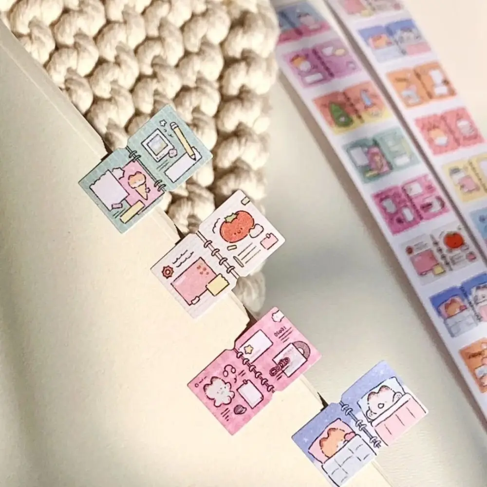 200Pcs/Roll Cute Kitten Label Sticker DIY Scrapbooks Removable Index Tabs Gift Cartoon Classification Tags Student Supplies