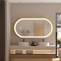 LUVODI Luxury Oval Led Illuminated Bathroom Mirror Gold Aluminum Frame with Demister Pad - Image 3