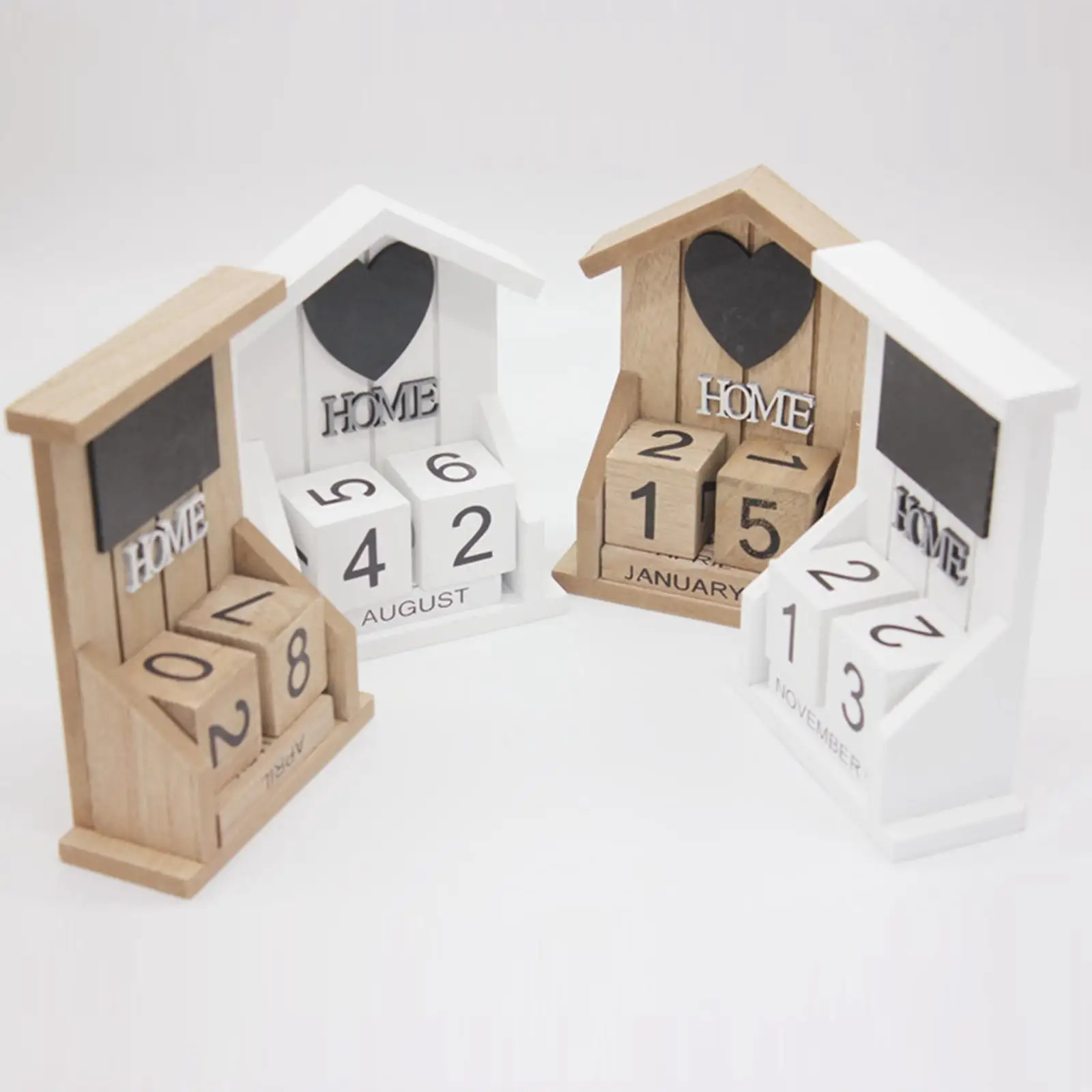 Calendario Perpetuo Cubi Di Legno Bianco - Design Europeo, Da Tavolo, Ideale Per Ufficio O Regalo