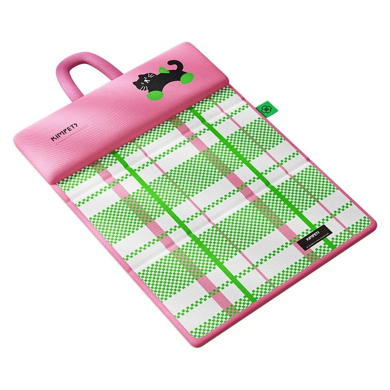 Portable Pet Cooling Mat With Pillow Foldable Dog Ice Bed Waterproof Summer Cooling Pad Double-Sided Travel Mat For Large Dogs_voghion.com