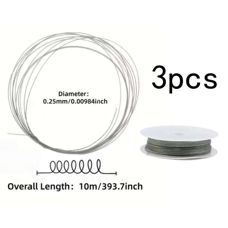 3팩 0.25mm 다이아몬드 와이어 10m 세라믹 유리 합판 수동 도구용 내구성 정밀도